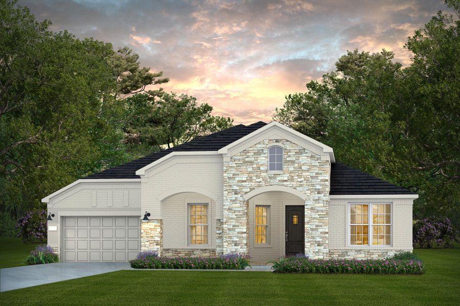 Representative exterior photo of a completed home built from the Reverence by Del Webb in Del Webb Fulshear, Fulshear, TX (Image 24). Representative exterior photo of a completed home built from the Reverence by Del Webb in Del Webb Fulshear, Fulshear, TX (Image 24).