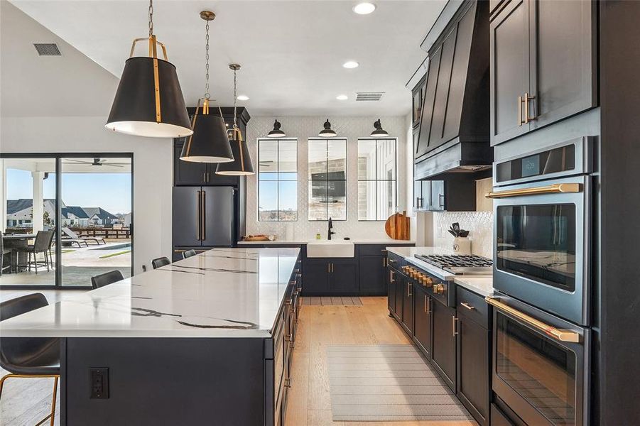 Side view of the oversized kitchen and island