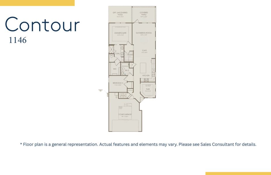 2D floor plan layout of this home in The Haven at Riverlights, Wilmington, NC (Image 4).
