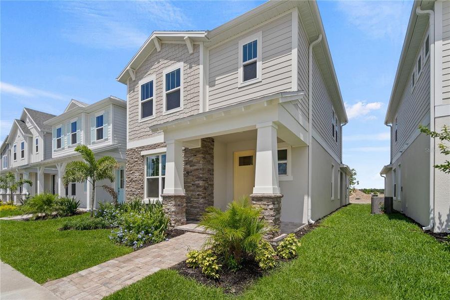 Curb appeal on a pretty street.