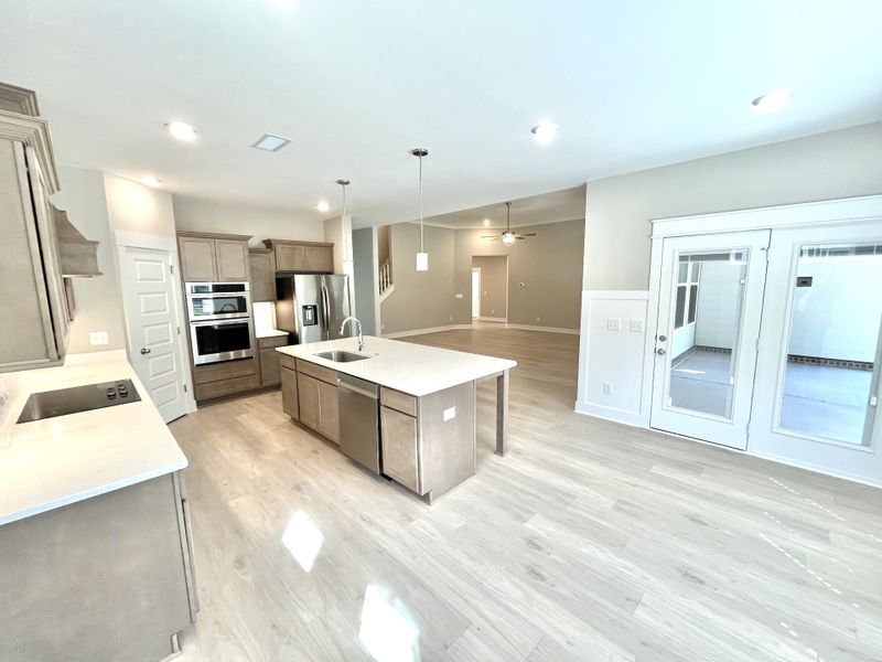 Looking from dining area. It is a big space for entertaining or just living