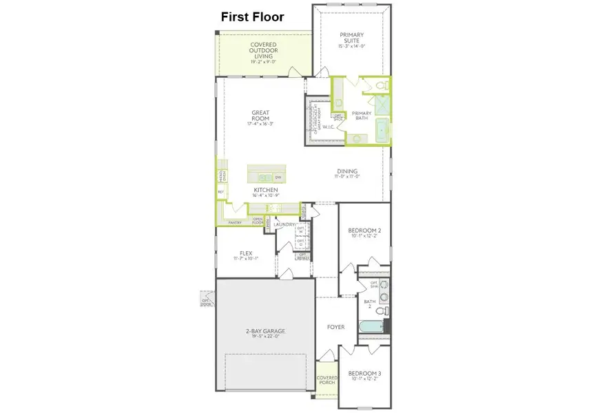 2D floor plan layout of this home in Treeline, Justin, TX (Image 3).
