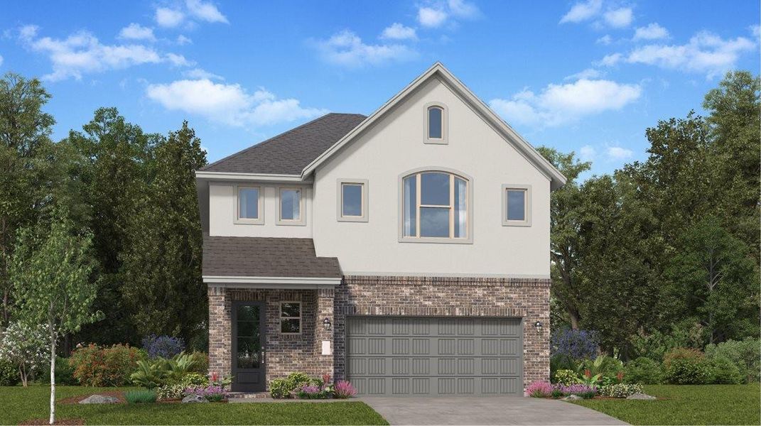 Front exterior of a new home in Pelly Place, Baytown, TX, highlighting curb appeal (Image 2). Front exterior of a new home in Pelly Place, Baytown, TX, highlighting curb appeal (Image 2).