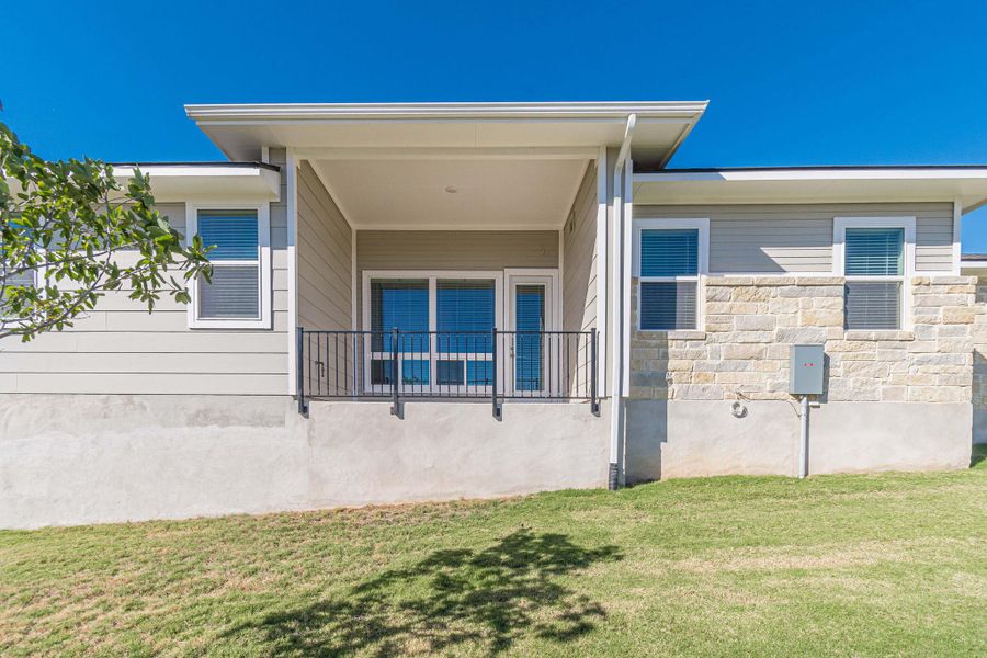 Exterior details and patio area of a home in Cottage at Kissing Tree, San Marcos (Image 16). Exterior details and patio area of a home in Cottage at Kissing Tree, San Marcos (Image 16).