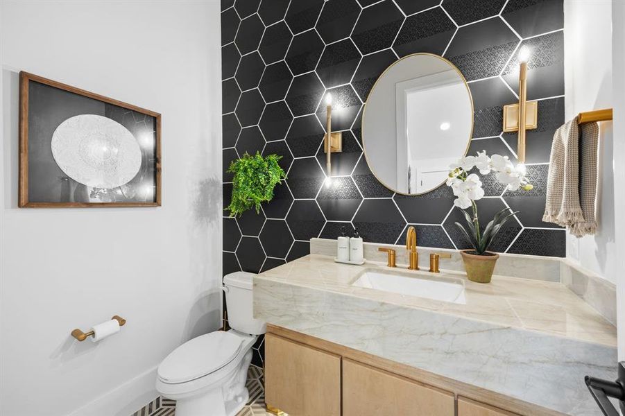 Down stairs powder bath near office Down stairs powder bath near office