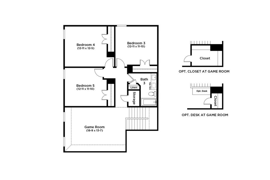2D floor plan layout for the Meyerson by DRB Homes in Spring Creek, Taylor, TX (Image 4).