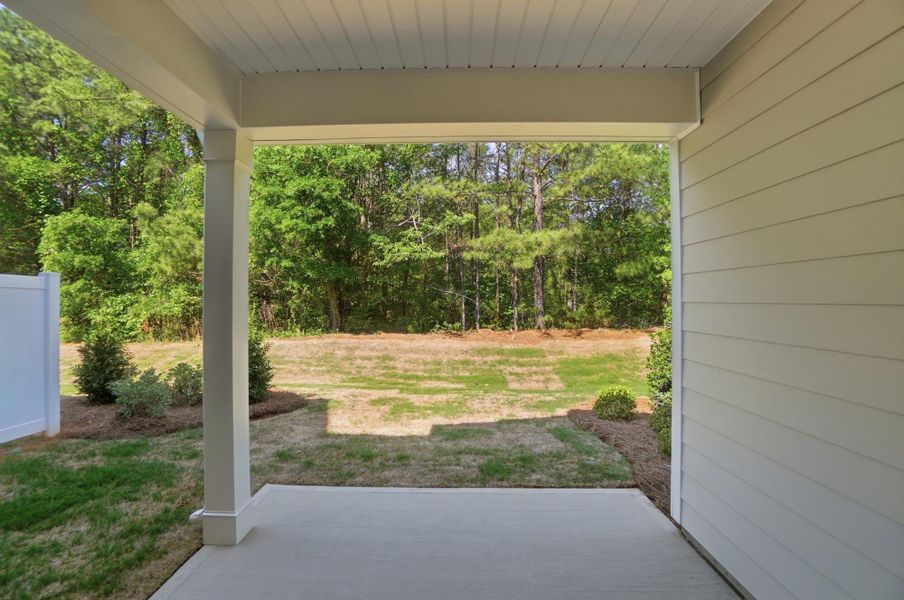Exterior details and patio area of a home in Blythe Mill Townhomes, Waxhaw (Image 3).