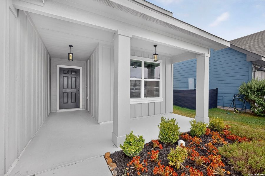 Exterior details and patio area of a home in Saengerhalle Meadows, New Braunfels (Image 23).
