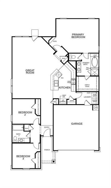 This floor plan features 3 bedrooms, 2 full baths and over 1,700 square feet of living space.