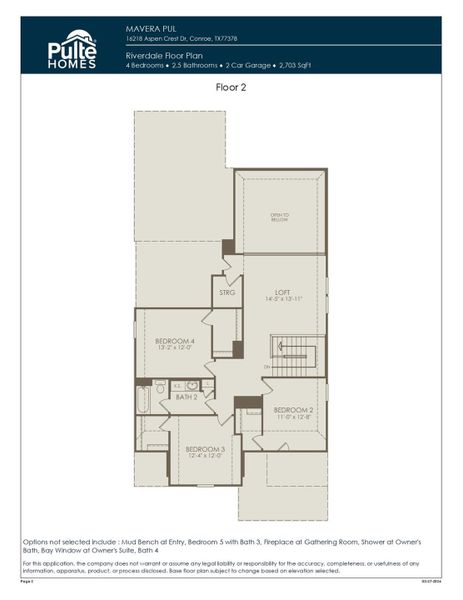 2D floor plan layout of this home in Mavera, Conroe, TX (Image 3).