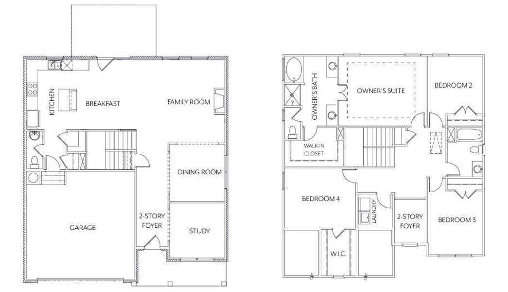 2D floor plan layout of this home in Stratford Square, Lawrenceville, GA (Image 2).