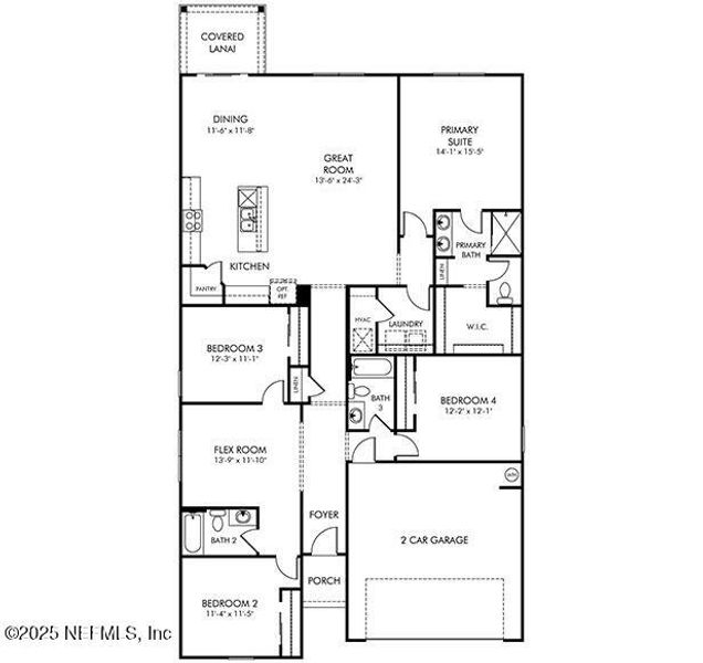 2D floor plan layout of this home in Flagler Village - Signature Series, Palm Coast, FL (Image 4).