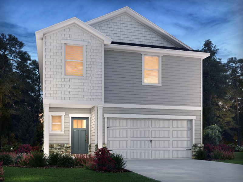 Front exterior of a new home in Avalon - Reserve Series, Conyers, GA, highlighting curb appeal (Image 1). Front exterior of a new home in Avalon - Reserve Series, Conyers, GA, highlighting curb appeal (Image 1).