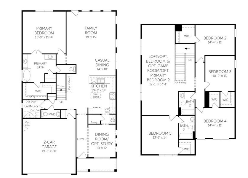 2D floor plan layout for the Broughton - Single Family Homes by Dream Finders Homes in Abbey Walk, Moncks Corner, SC (Image 5).