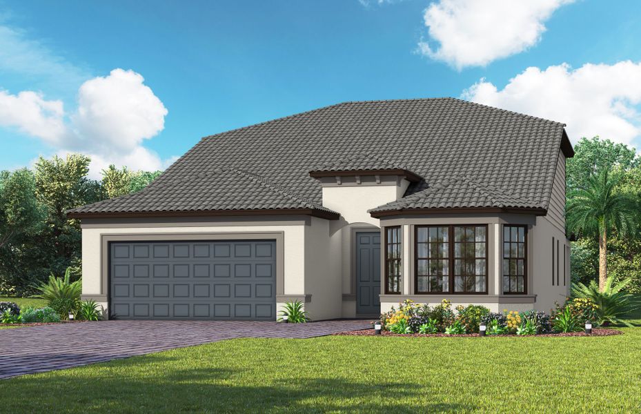 Representative exterior photo of a completed home built from the Mystique Grande by Del Webb in Del Webb Naples, Ave Maria, FL (Image 25).