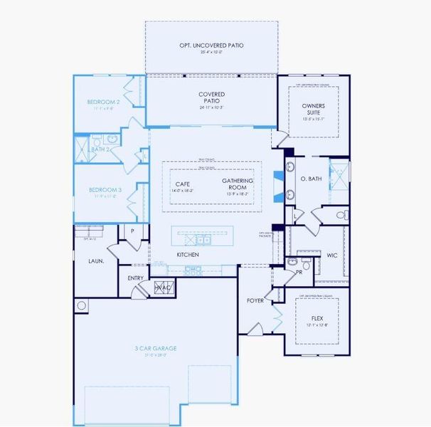 2D floor plan layout of this home in Del Webb at Lake Oconee, Greensboro, GA (Image 3).