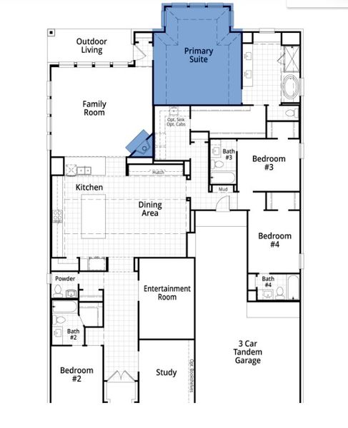 2D floor plan layout of this home in Two Step Farm, Montgomery, TX (Image 3).