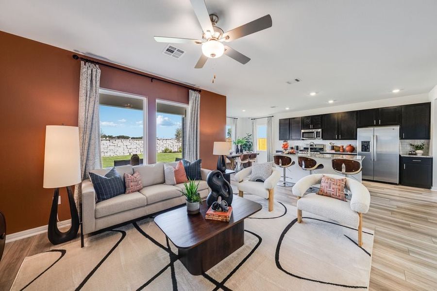 Representative furnished interior of a home built from the Kestrel by Taylor Morrison in Longview 40s, Del Valle (Image 7).