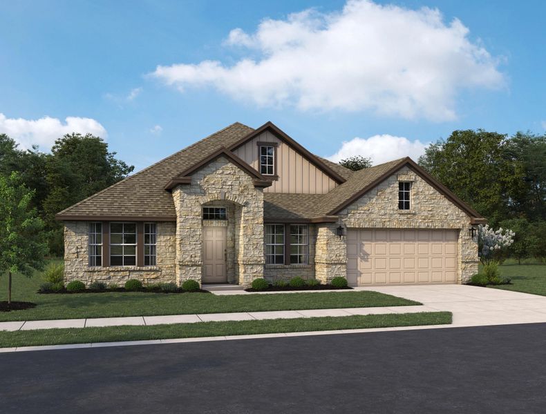 Representative exterior photo of a completed home built from the Avalon III by Ashton Woods in The Heritage at Saddlebrook Ranch 70's, Schertz, TX (Image 2).