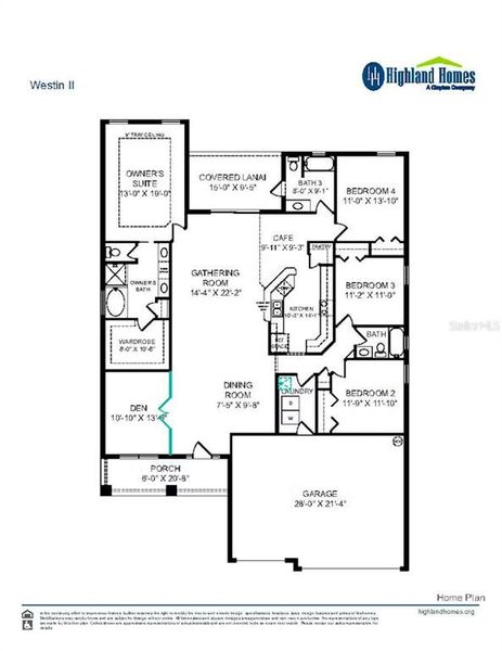 2D floor plan layout of this home in Sunridge Chase, Ruskin, FL (Image 2).