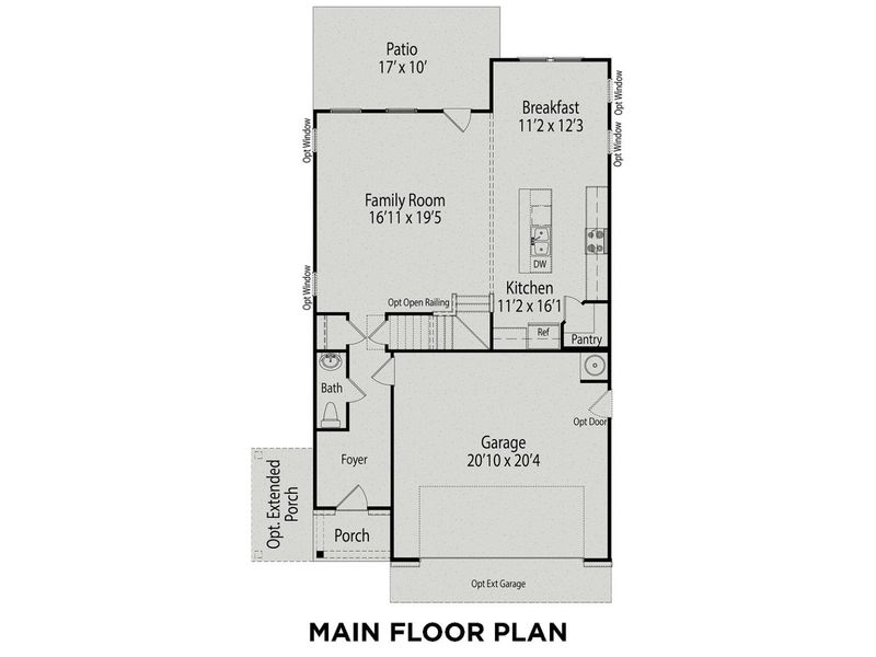 2D floor plan layout for the The Grace A by Davidson Homes LLC in Gregory Village, Lillington, NC (Image 3).