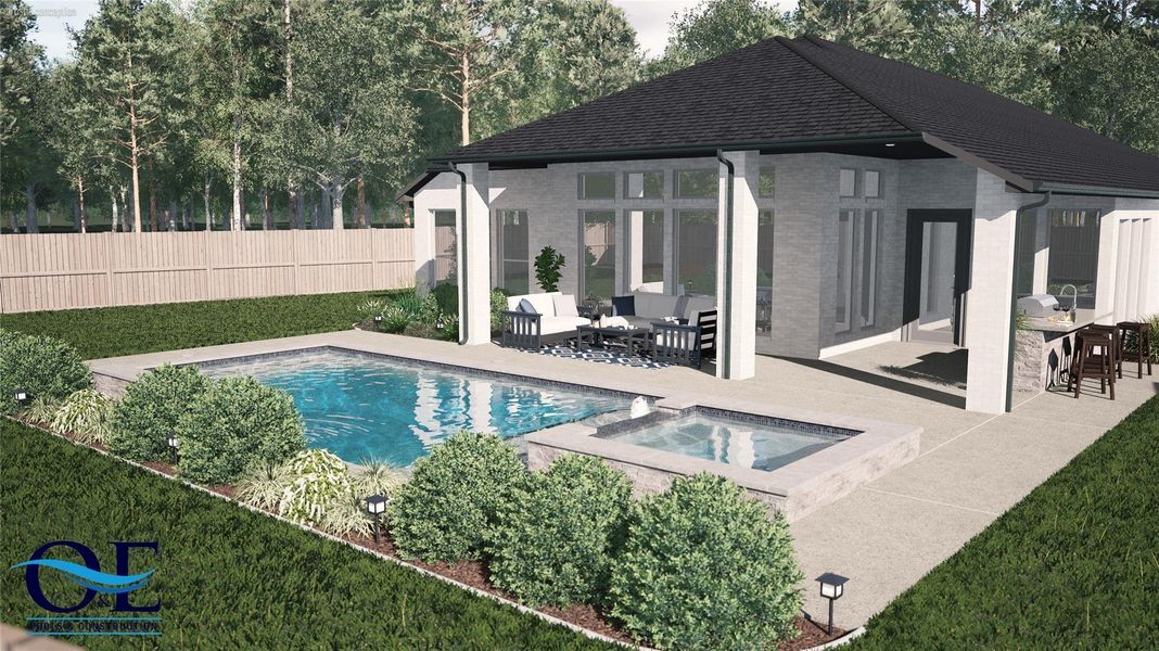 Exterior details and patio area of a home in Artavia, Conroe (Image 29).