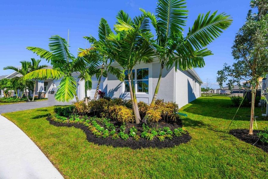 Exterior details and patio area of a home in Brystol North at Wylder, Port St. Lucie (Image 2).