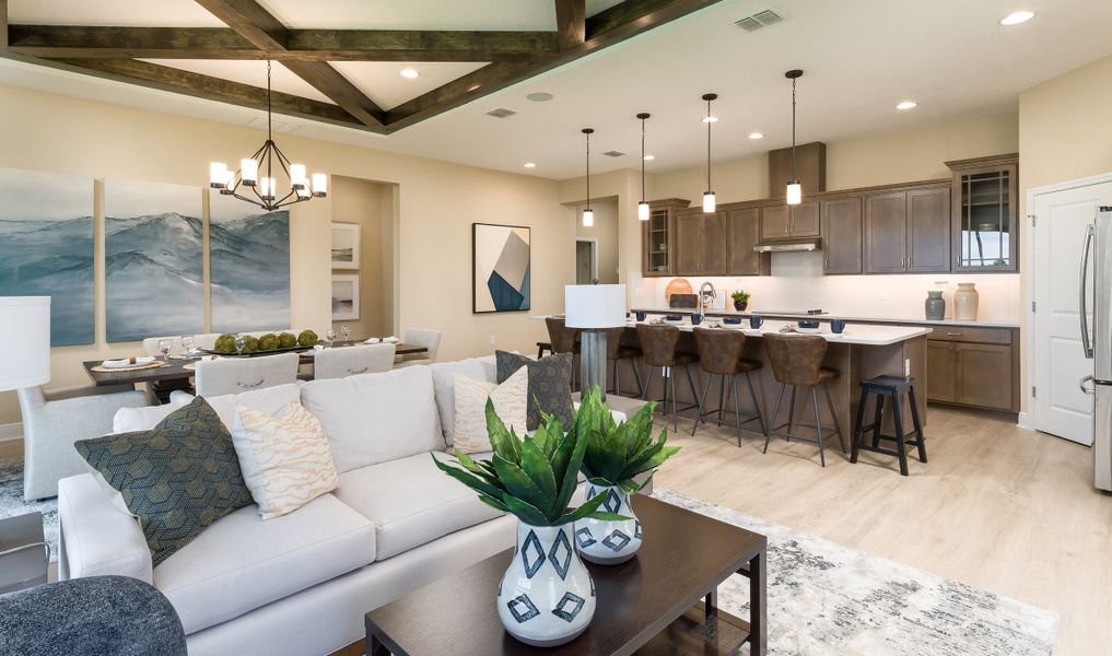 Great room adjacent to kitchen