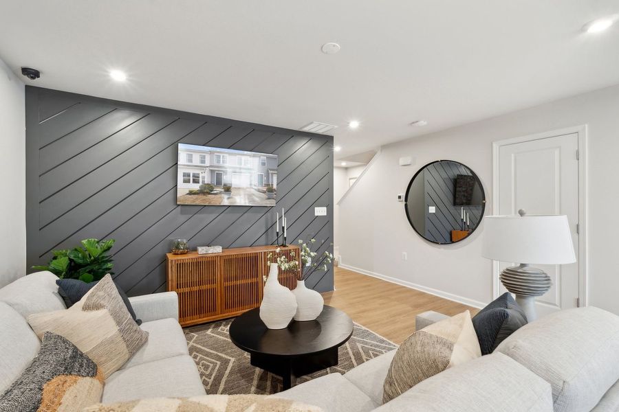 Representative furnished interior of a home built from the The Rutledge by Stanley Martin Homes in Essence at Trinity Townhomes, Columbia (Image 40).