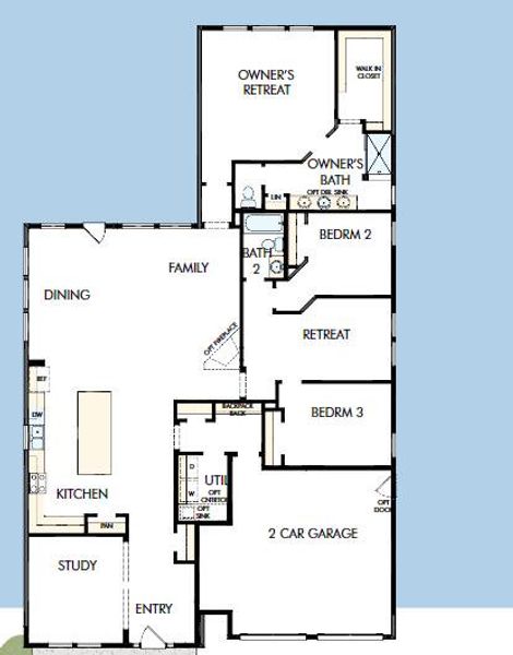 2D floor plan layout of this home in Nexton - Midtown - The Village Collection, Summerville, SC (Image 3).