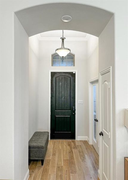 Entryway with tall ceilings