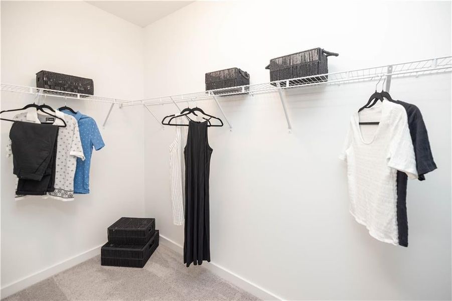 An abundance of closet space. Not actual home. Photos of Model Home.