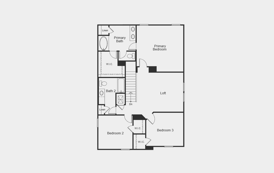 2D floor plan layout for the 2071 by KB Home in Watermill – Heritage Collection, Uhland, TX (Image 7).