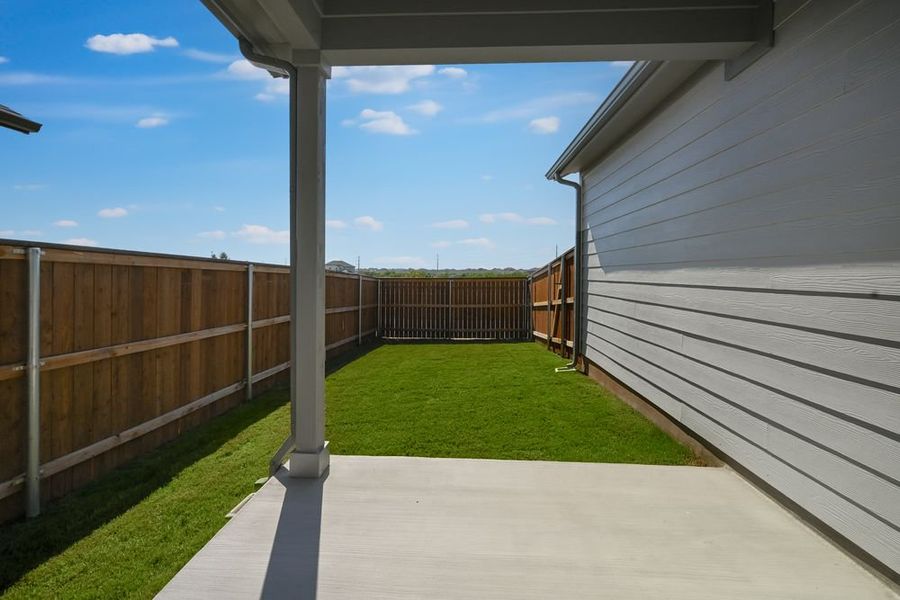 Exterior details and patio area of a home in Emory Crossing 40s, Hutto (Image 2). Exterior details and patio area of a home in Emory Crossing 40s, Hutto (Image 2).