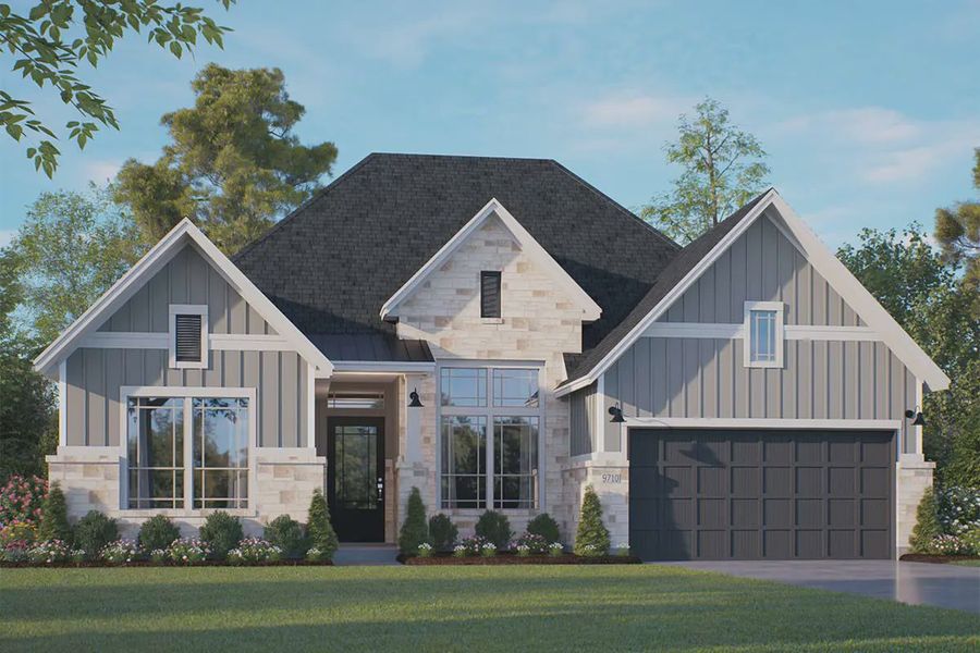Representative exterior photo of a completed home built from the Lakeway by Chesmar Homes in Riceland 60',65',70', Mont Belvieu, TX (Image 18).