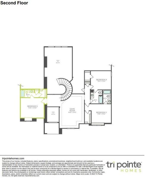 2D floor plan layout of this home in Woodson’s Reserve, Spring, TX (Image 4).