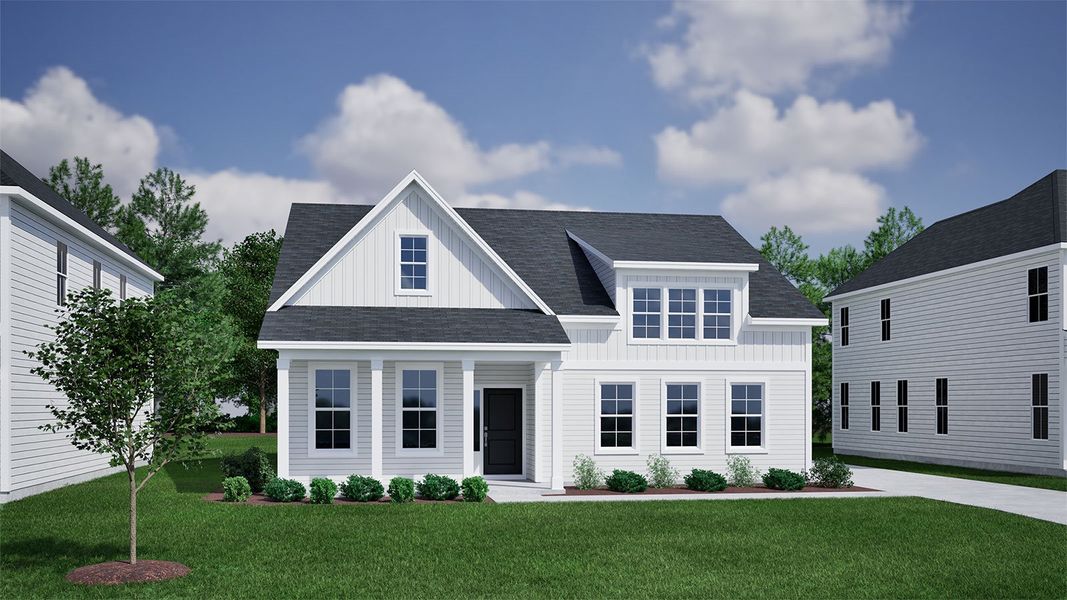 Representative exterior photo of a completed home built from the Cary - Vanguard Collection by Mungo Homes in Cottages at Lake Emory, Inman, SC (Image 3).