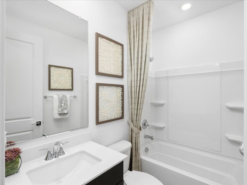 Secondary Bathroom in Bailey Floorplan modeled at El Cidro