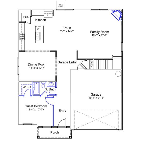 2D floor plan layout of this home in Langdon Preserve, Angier, NC (Image 2).