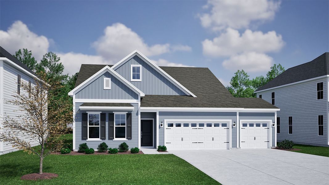 Representative exterior photo of a completed home built from the Elliott - Vanguard Collection by Mungo Homes in Ovation at Sweetbrier, Durham, NC (Image 6).