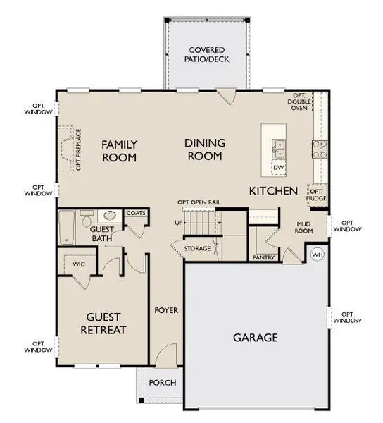 2D floor plan layout of this home in Eastlyn Crossing, Flowery Branch, GA (Image 3).