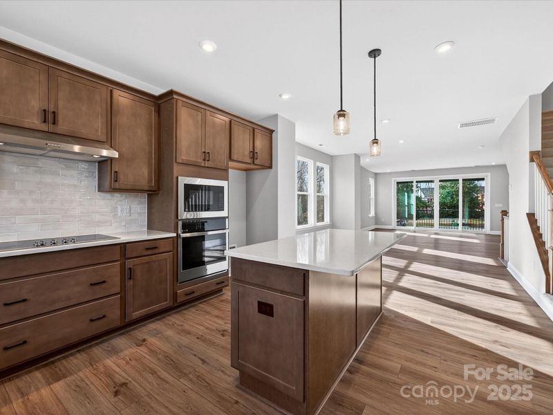 Pendant Lighting Adds Warmth to the Space.