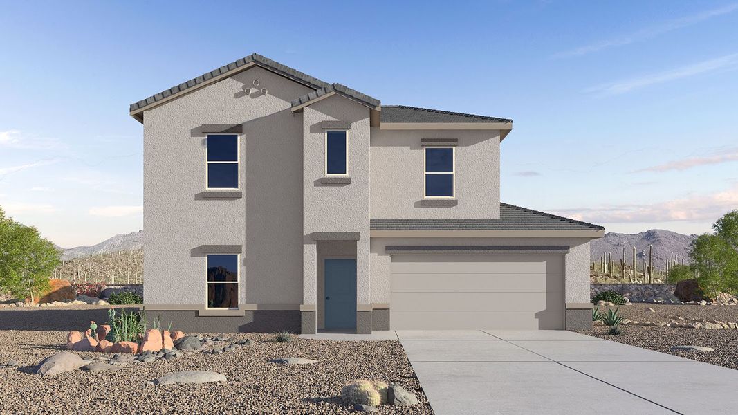 Representative exterior photo of a completed home built from the Rosemont by D.R. Horton in Saguaro Bloom, Marana, AZ (Image 1).