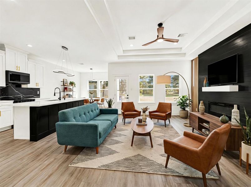 Open concept floor plan (digitally staged photo) Open concept floor plan (digitally staged photo)