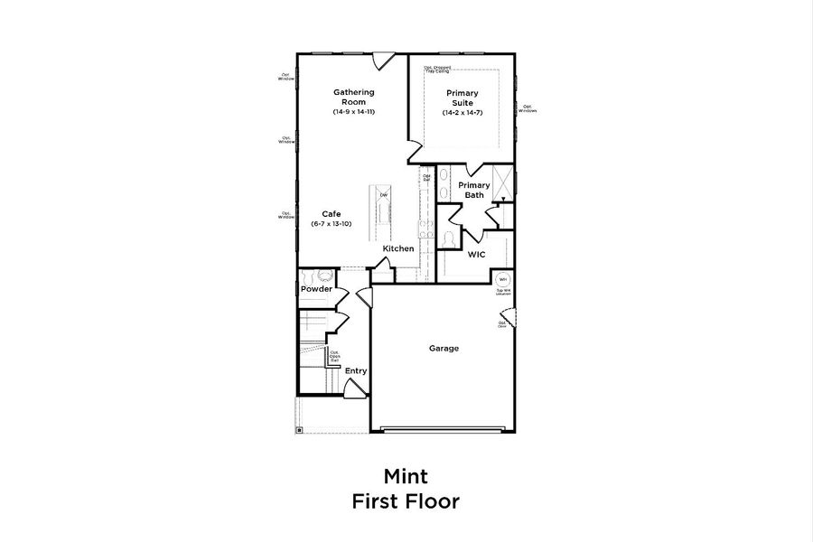 2D floor plan layout for the Mint by DRB Homes in Pleasant Falls, Moore, SC (Image 4).