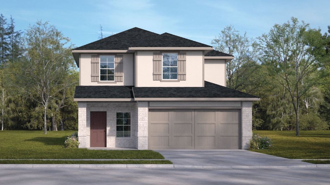 Representative exterior photo of a completed home built from the The Hanna by D.R. Horton in Bar W Ranch, Leander, TX (Image 2).