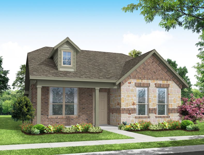 Representative exterior photo of a completed home built from the Bastrop by Impression Homes in Heartland, Heartland, TX (Image 6). Representative exterior photo of a completed home built from the Bastrop by Impression Homes in Heartland, Heartland, TX (Image 6).