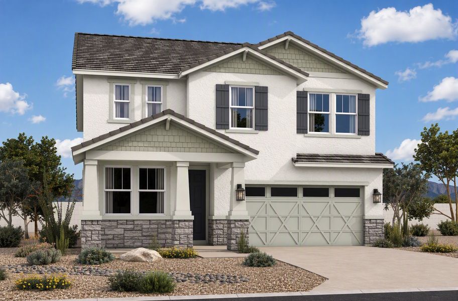 Representative exterior photo of a completed home built from the Sabino by Beazer Homes in Montana Vista - Highland, Buckeye, AZ (Image 10). Representative exterior photo of a completed home built from the Sabino by Beazer Homes in Montana Vista - Highland, Buckeye, AZ (Image 10).