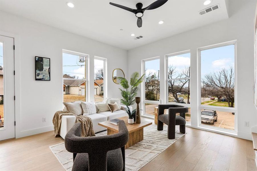 Living Room with Wall of Windows.