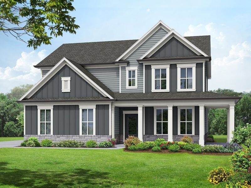 Front exterior of a home in the Magnolia Ridge community, located in Monroe, GA (Image 1).